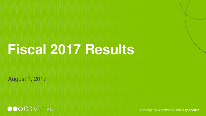 fiscal 2017 results