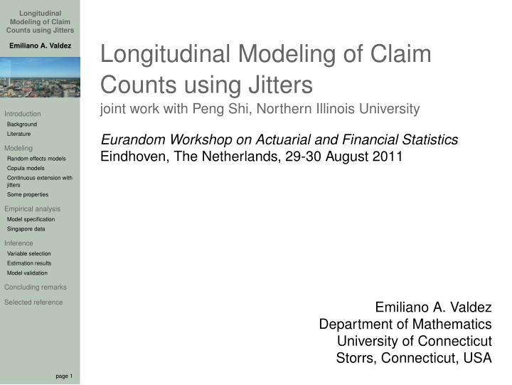 longitudinal modeling of claim counts using jitters