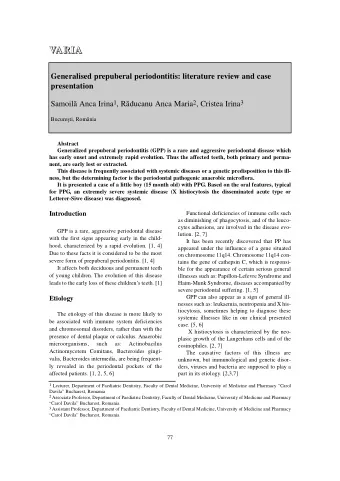 VA  V  AR  RI  IA  A  Generalised prepuberal periodontitis: literature review and case