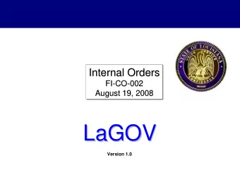 LaGOV  LaGOV  Version 1.0  Agenda    Logistics, Ground Rules &amp; Introduction    Project