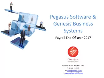 Pegasus Software &amp;  Genesis Business  Systems  Payroll End Of Year 2017  Goulton Street, Hull,