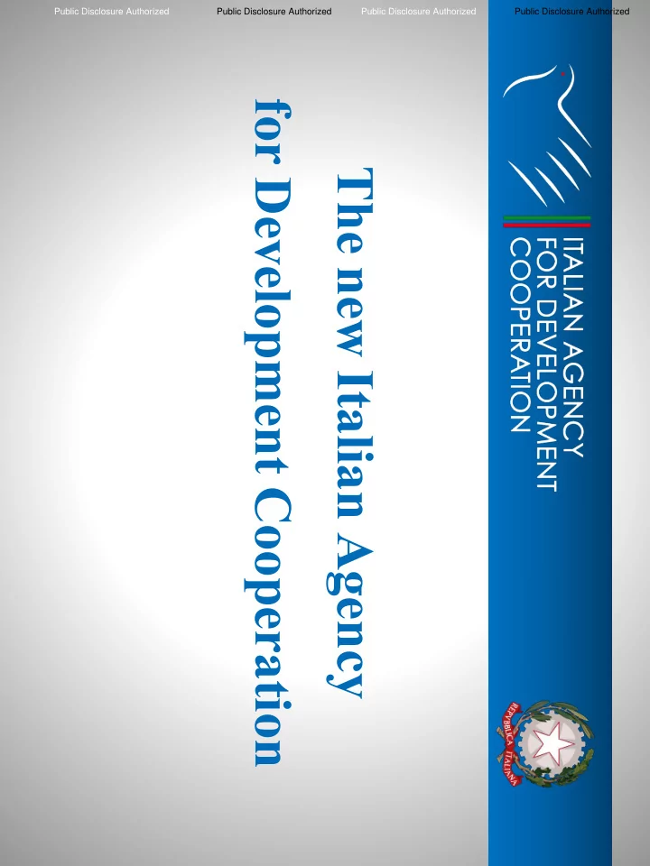 for development cooperation the new italian agency a