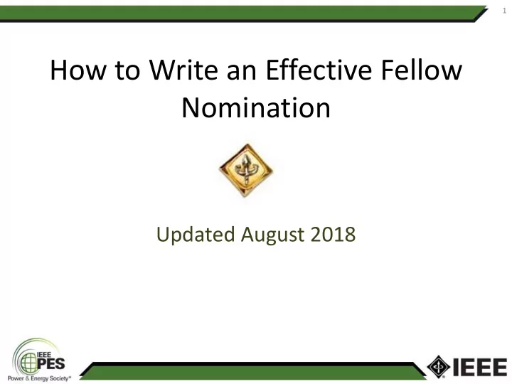 how to write an effective fellow nomination
