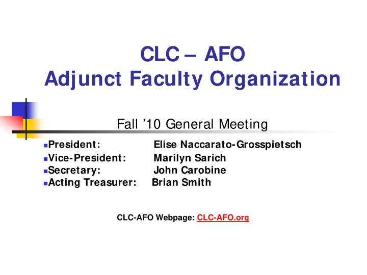 clc afo adjunct faculty organization