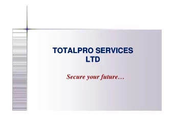 TOTALPRO SERVICES  TOTALPRO SERVICES  LTD  LTD  Secure your future  I nternational Tax Planning
