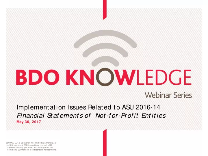 financial s t at ement s of not for profit ent it ies