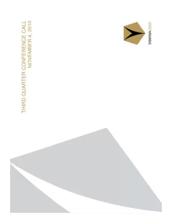 THIRD QUARTER CONFERENCE CALL  NOVEMBER 4, 2010  ,  Cautionary Statement CAUTIONARY NOTE REGARDING