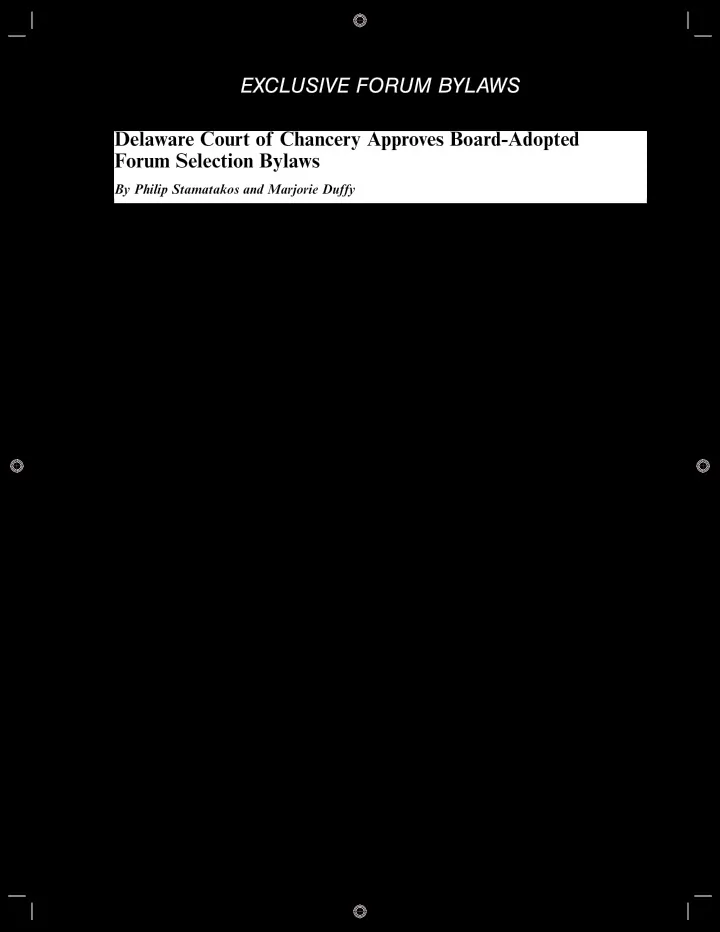 exclusive forum bylaws delaware court of chancery