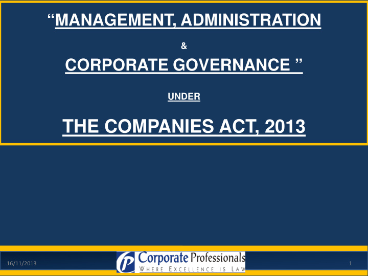 corporate governance under the companies act 2013