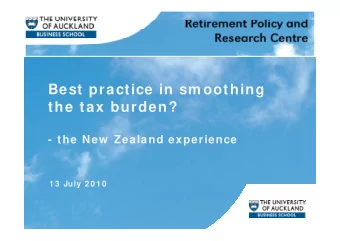 Best practice in sm oothing  Best practice in sm oothing  the tax burden?  - the New  Zealand