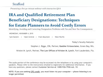 for Estate Planners to Avoid Costly Errors  Identifying, Avoiding and Correcting Designation