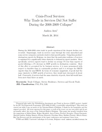Crisis-Proof Services:  Why Trade in Services Did Not Suffer During the 2008-2009 Collapse