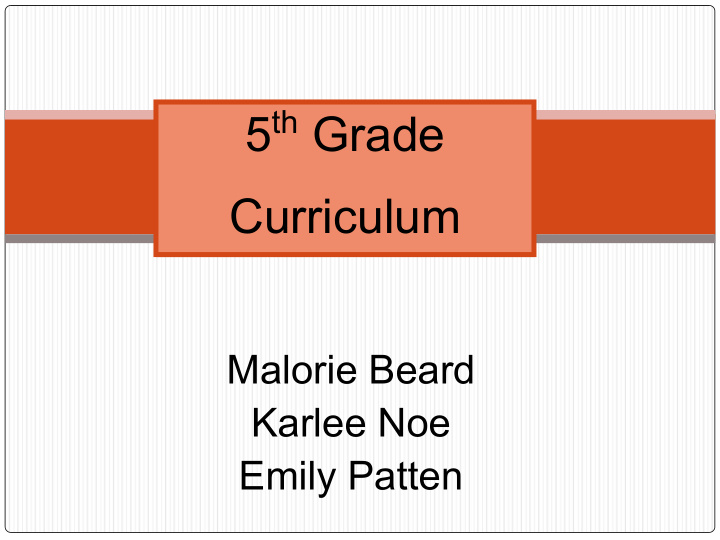 5 th grade curriculum