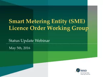 Licence Order Working Group  Status Update Webinar  May 5th, 2016  Agenda  Background  Review