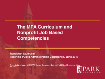 Competencies  Rebekkah Stuteville,  Teaching Public Administration Conference, June 2017  Presented