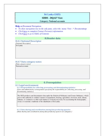 Sri Lanka (LKX)  SDDS - DQAF View  Category: National accounts  SDDSKey Help on Document