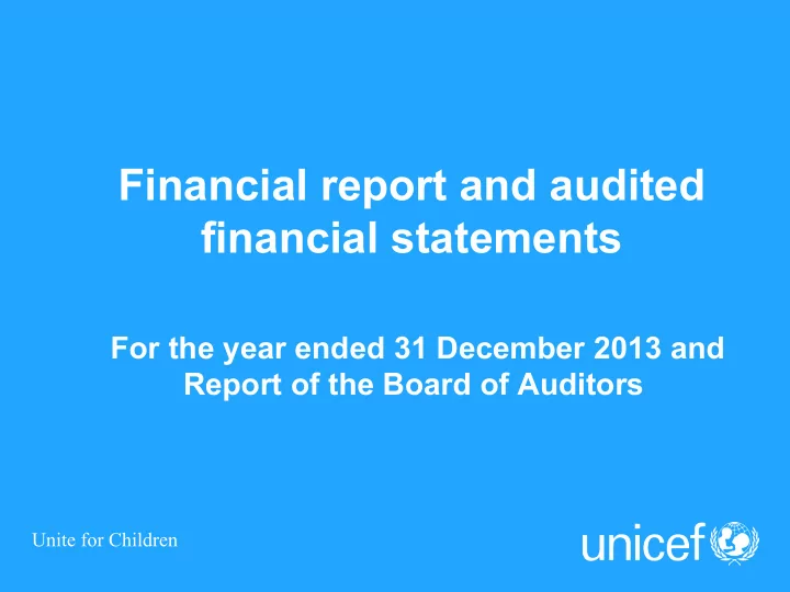 financial report and audited financial statements