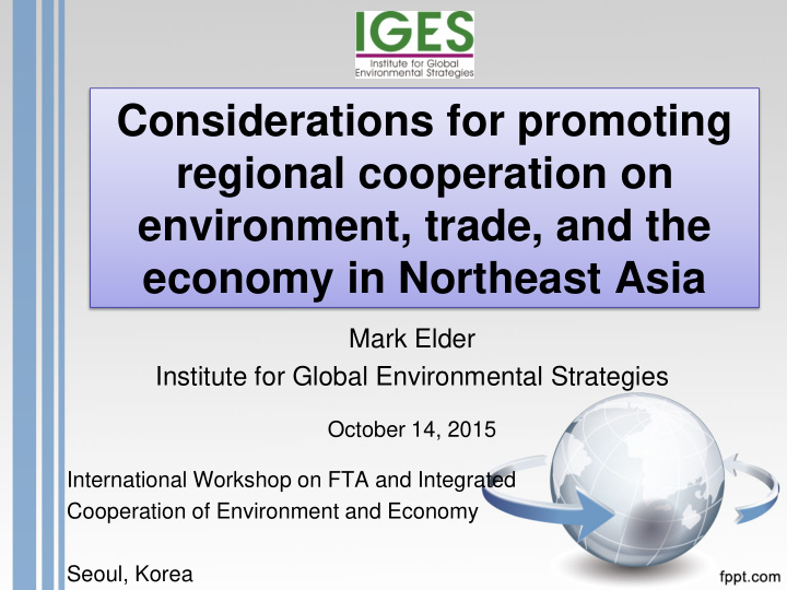 considerations for promoting regional cooperation on