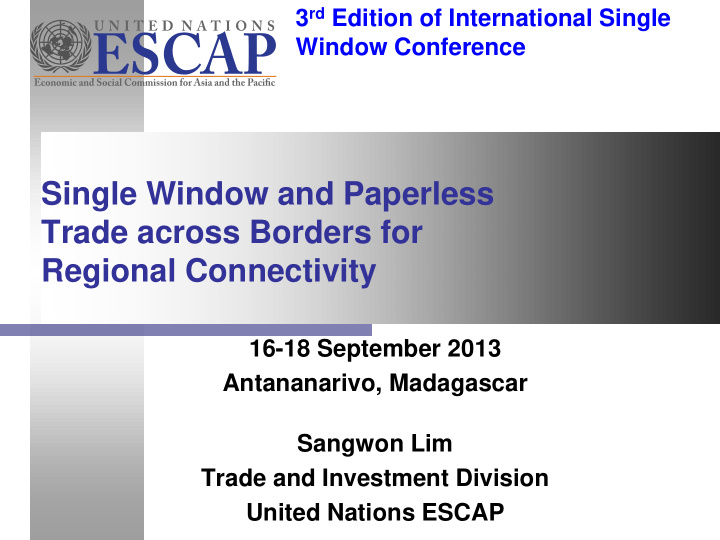 single window and paperless trade across borders for