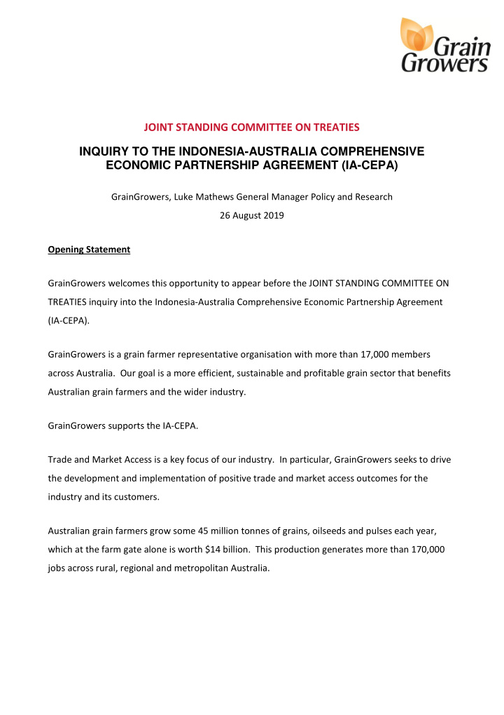 inquiry to the indonesia australia comprehensive economic