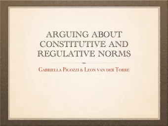 ARGUING ABOUT  CONSTITUTIVE AND  REGULATIVE NORMS  Gabriella Pigozzi &amp; Leon van der Torre  AIM