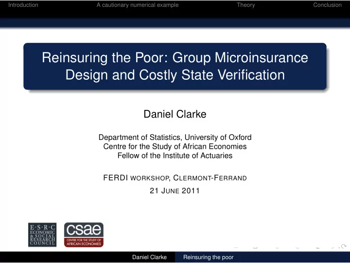 reinsuring the poor group microinsurance design and