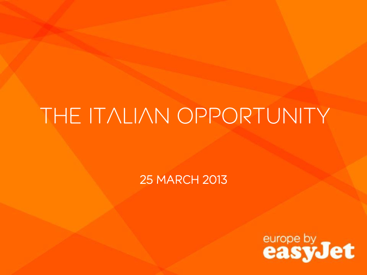 the italian opportunity