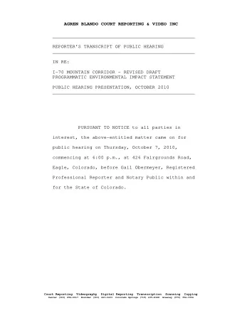 AGREN BLANDO COURT REPORTING &amp; VIDEO INC  __________________________________________________