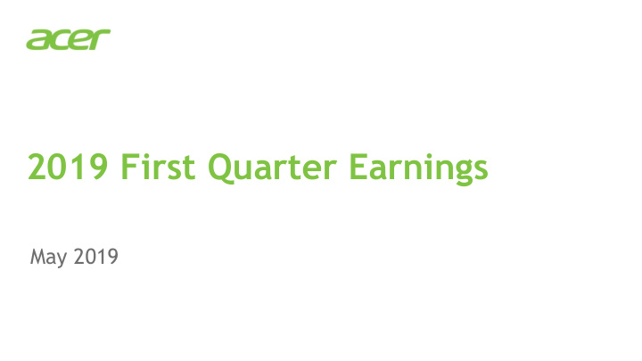 2019 first quarter earnings