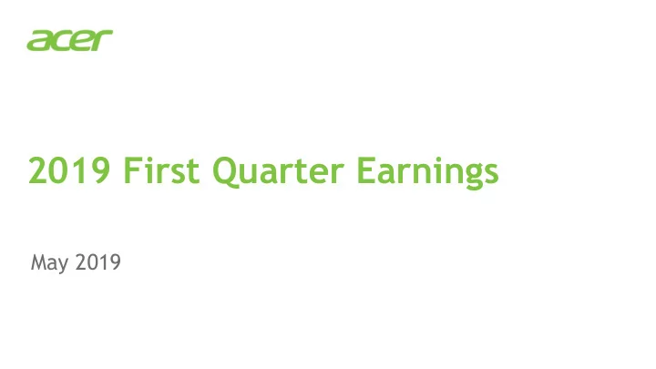 2019 first quarter earnings