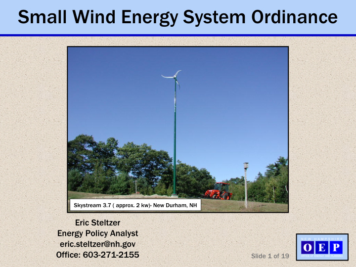 small wind energy system ordinance