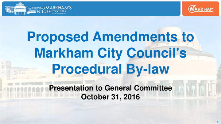 markham city council s procedural by law