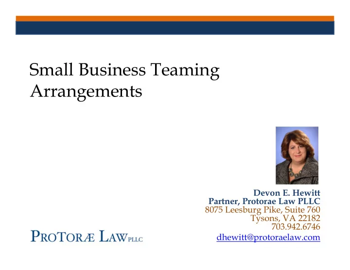 small business teaming arrangements