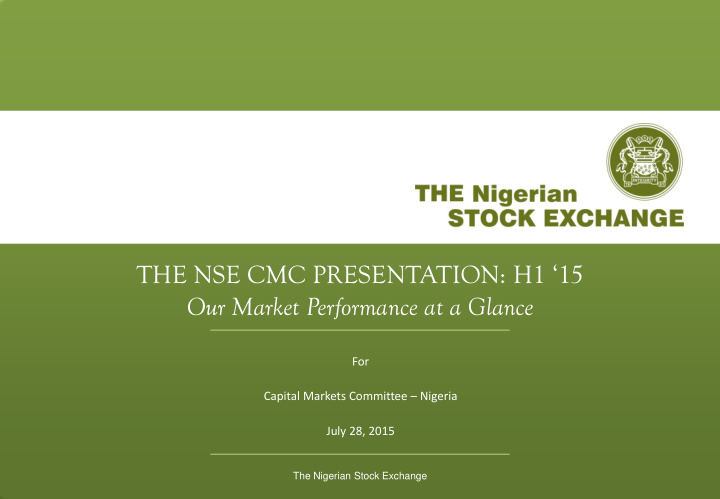 click to edit master title style the nse cmc presentation