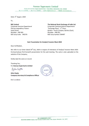 Date: 4 th August, 2020  To,  BSE Limited  The National Stock Exchange of India Ltd.  Corporate