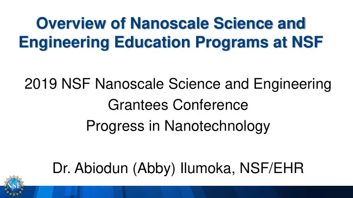 overview of nanoscale science and engineering education
