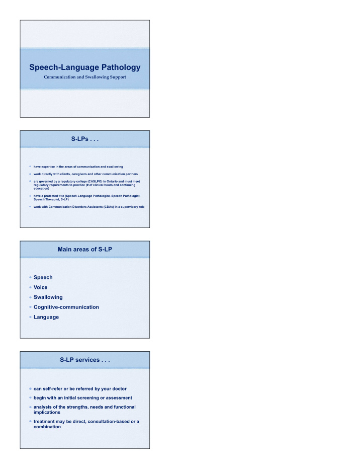 speech language pathology