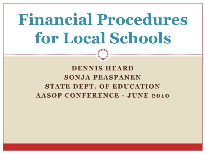 financial procedures for local schools