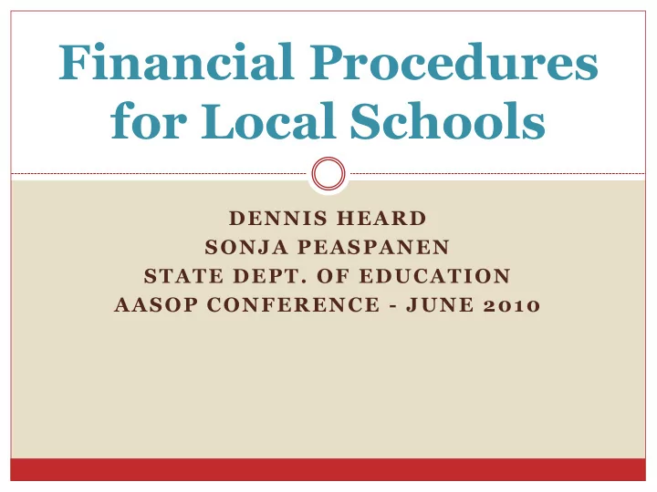 financial procedures for local schools