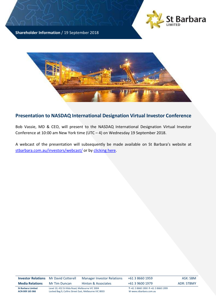 presentation to nasdaq international designation virtual