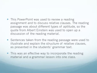 Relative Clauses  P Ch. 6  ENL 207  Sentence Structure  Consider each of these sentences from