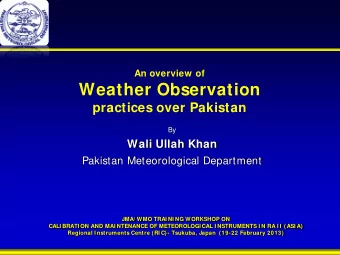 Weather Observation  practices over Pakistan  By  Wali Ullah Khan  Pakistan Meteorological