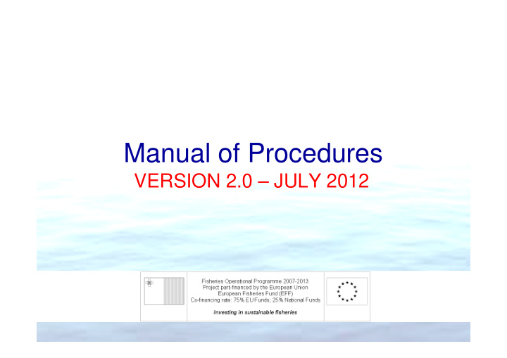 manual of procedures