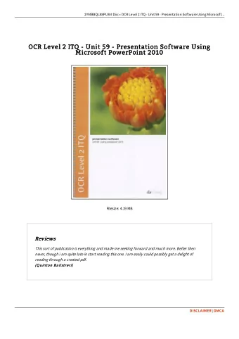 OCR Level 2 ITQ - Unit 59 - Presentation Software Using  OCR Level 2 ITQ - Unit 59 - Presentation