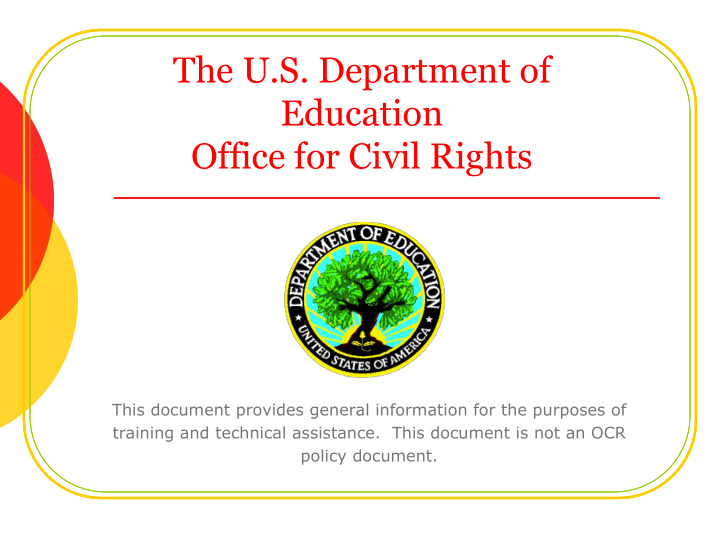 the u s department of education office for civil rights