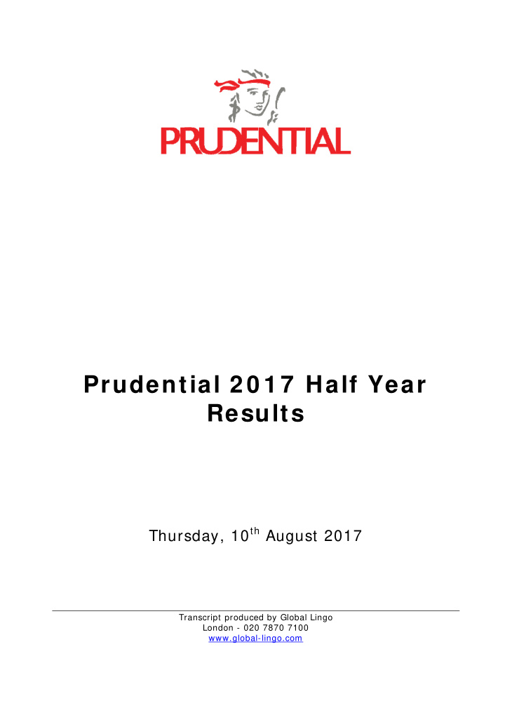 prudential 2 0 1 7 half year results