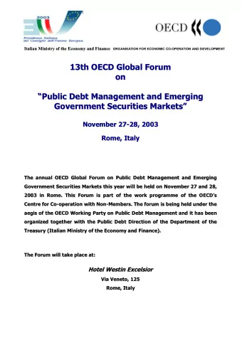 13  3t  th  h  O  OE  EC  CD  D  G  Gl  lo  ob  ba  al  l  F  Fo  or  ru  um  m  1  on  n  o  P