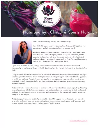 Thank you for attending the F45 nutrition workshop!   I am thrilled to be a part of