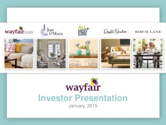 Investor Presentation  January, 2015  SAFE HARBOR  This presentation includes forward-looking
