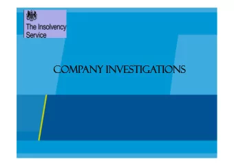 company Investigations  Contents    Introduction  who, what, why?    Disqualification